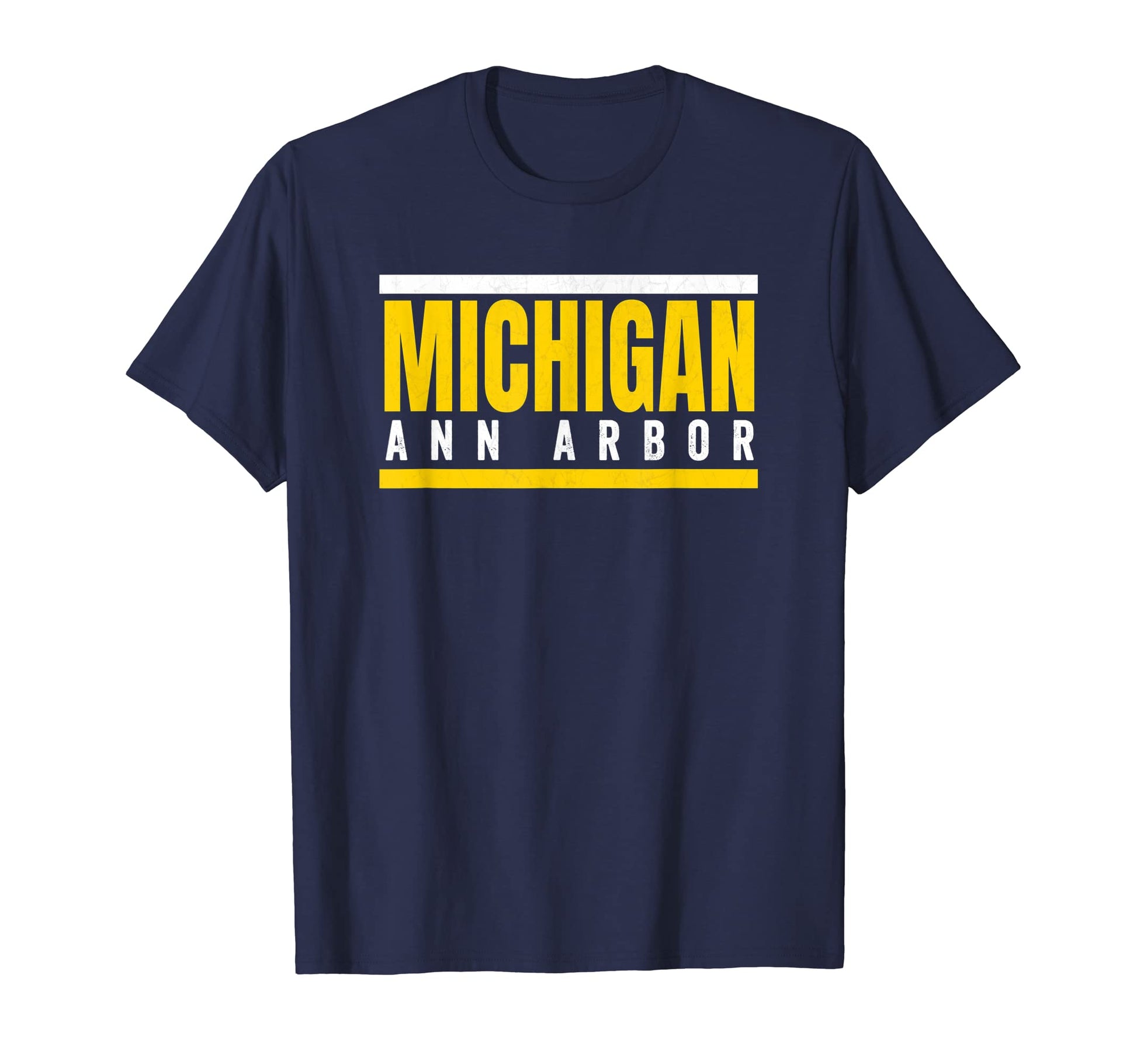 Striped Michigan Yellow White Striped T-Shirt - Trendy Graphic Unisex - T-Shirt, Sweatshirt, Hoodie