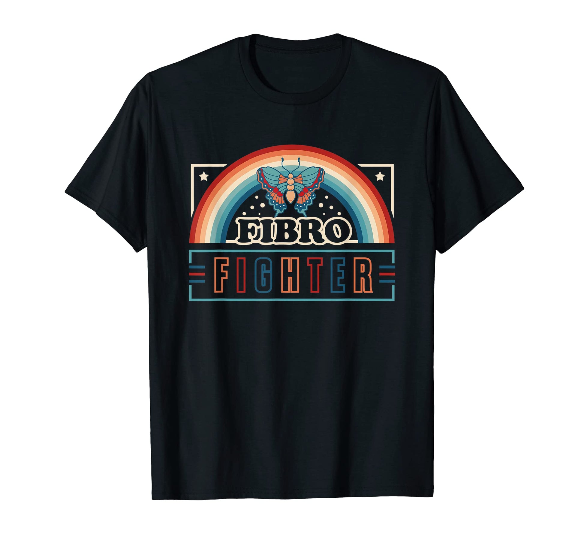 Fibromyalgia Fibro Fighter Rainbow T-Shirt - Unique Graphic Unisex - T-Shirt, Sweatshirt, Hoodie