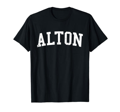 Alton Il Distressed White Varsity T-Shirt - Trendy Graphic for Adults - T-Shirt, Sweatshirt, Hoodie