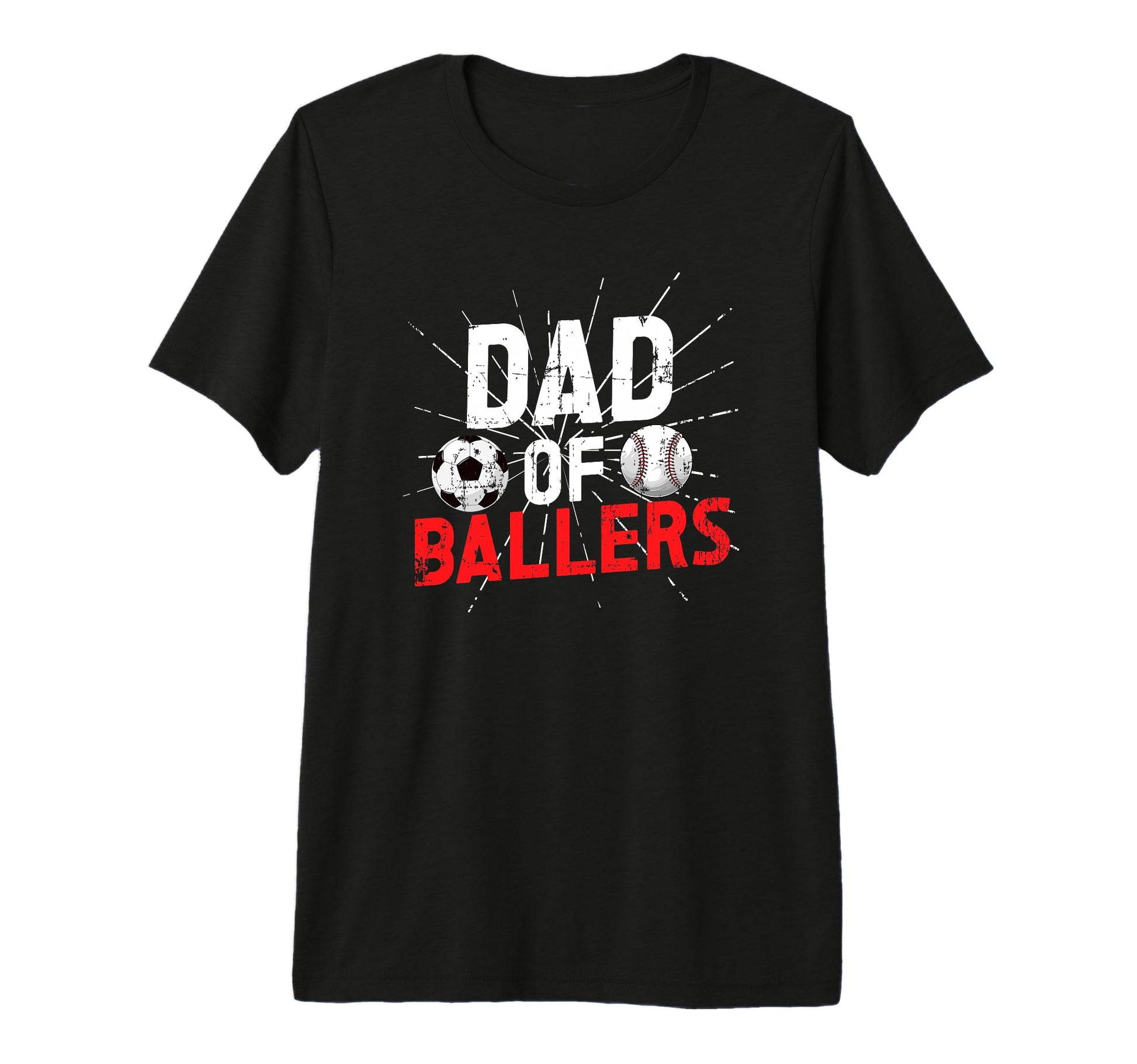 Mens Dad Ballers Soccer Baseball Dad T-Shirt - Custom Art Print for Adults - T-Shirt, Sweatshirt, Hoodie