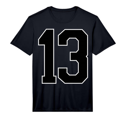 Black Sports Team Number 13 Fan T-Shirt - Casual Everyday Wear for Adults - T-Shirt, Sweatshirt, Hoodie