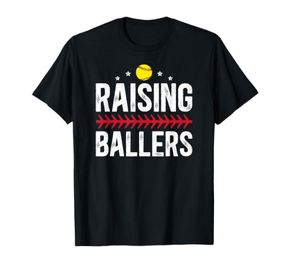 Raising Ballers Softball Dad Softball T-Shirt - Novelty Apparel for Adults - T-Shirt, Sweatshirt, Hoodie