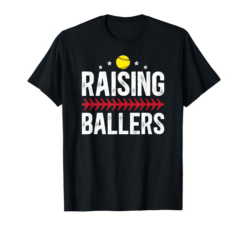 Raising Ballers Softball Dad Softball T-Shirt - Novelty Apparel for Adults - T-Shirt, Sweatshirt, Hoodie