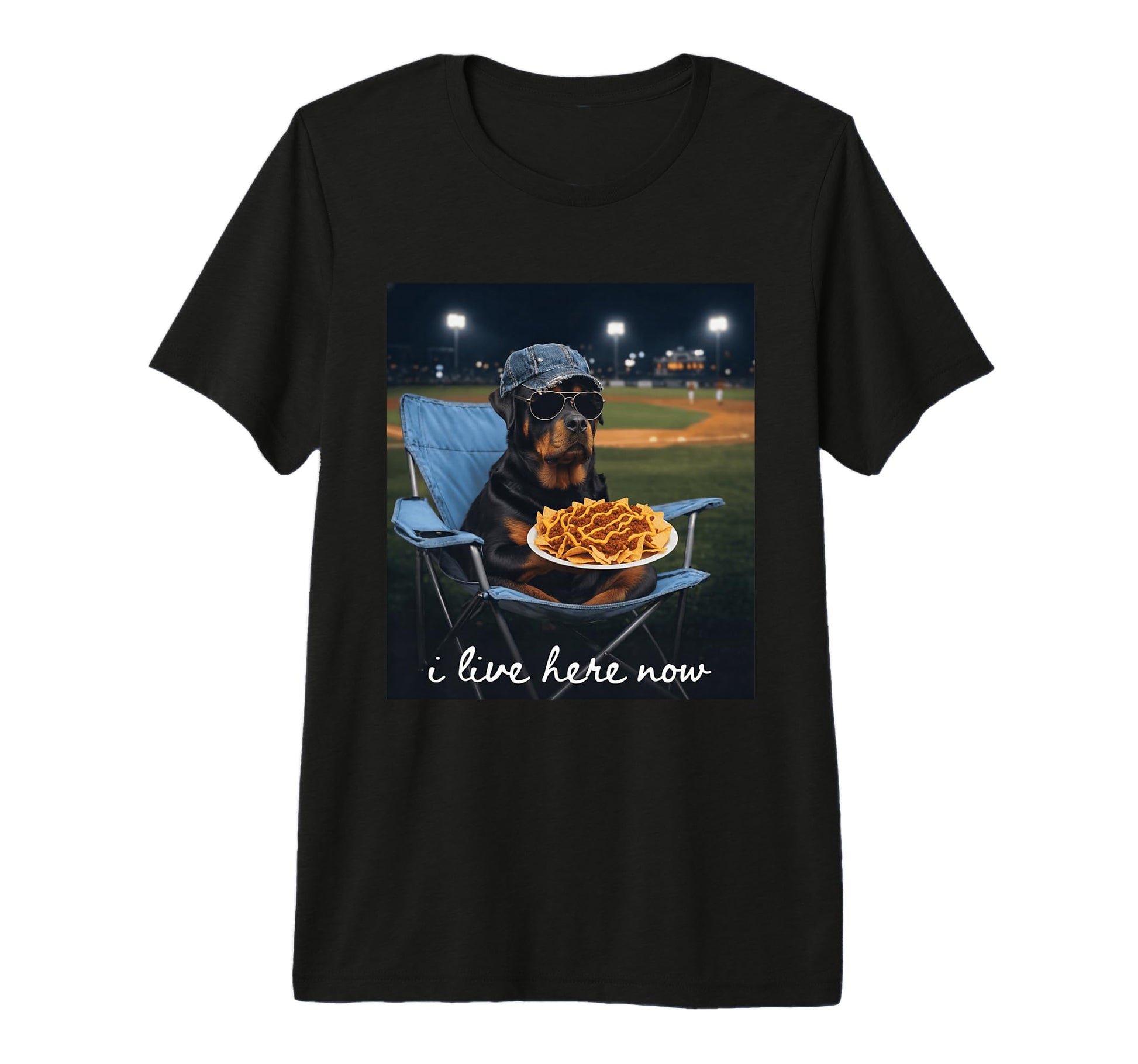 Rottweiler Baseball Mom I Live Here Now T-Shirt - Trendy Graphic Unisex - T-Shirt, Sweatshirt, Hoodie