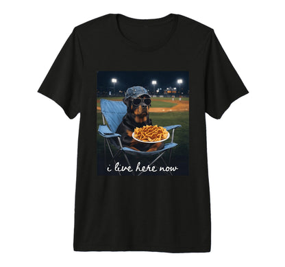 Rottweiler Baseball Mom I Live Here Now T-Shirt - Trendy Graphic Unisex - T-Shirt, Sweatshirt, Hoodie