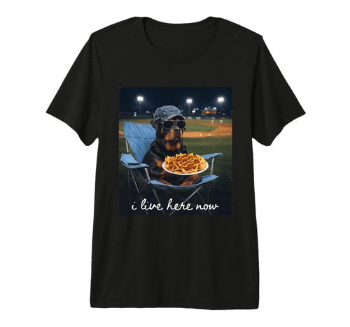 Rottweiler Baseball Mom I Live Here Now T-Shirt - Trendy Graphic Unisex - T-Shirt, Sweatshirt, Hoodie