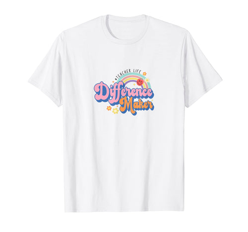 Rainbow Teacher Difference Maker T-Shirt - Aesthetic Graphic Unisex - T-Shirt, Sweatshirt, Hoodie