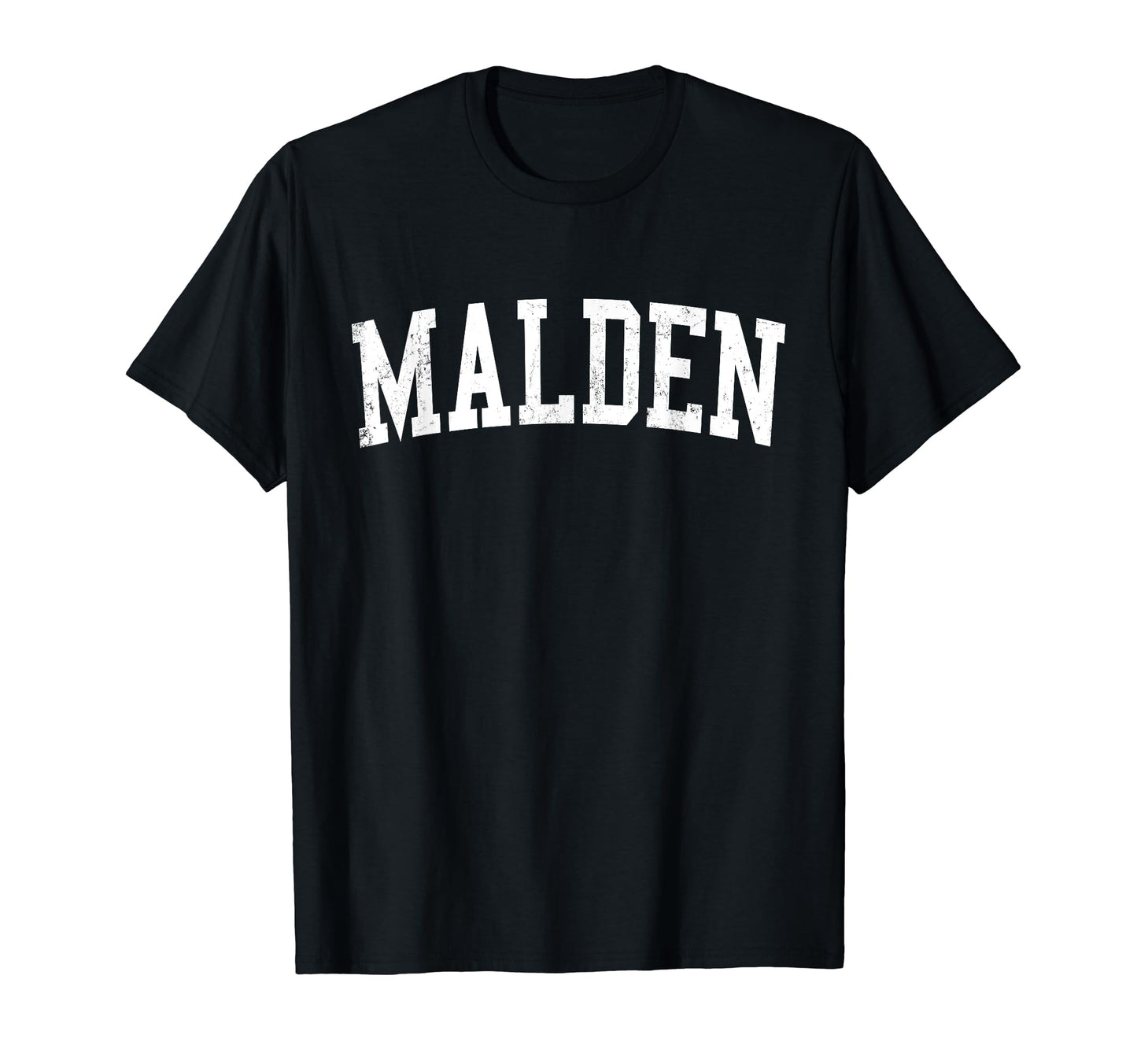 Malden Ma Distressed White Varsity T-Shirt - Novelty Apparel Men Women - T-Shirt, Sweatshirt, Hoodie