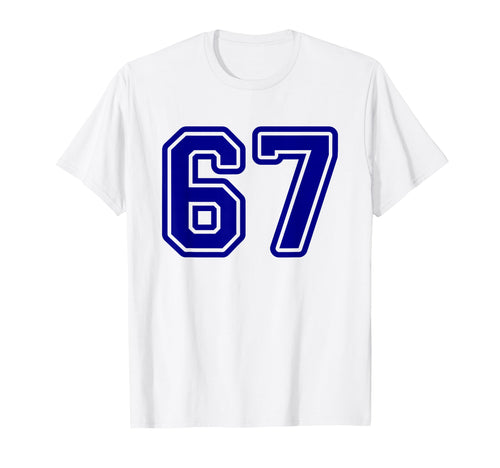 Blue Sports Team Number 67 T-Shirt - Graphic Print Men Women - T-Shirt, Sweatshirt, Hoodie