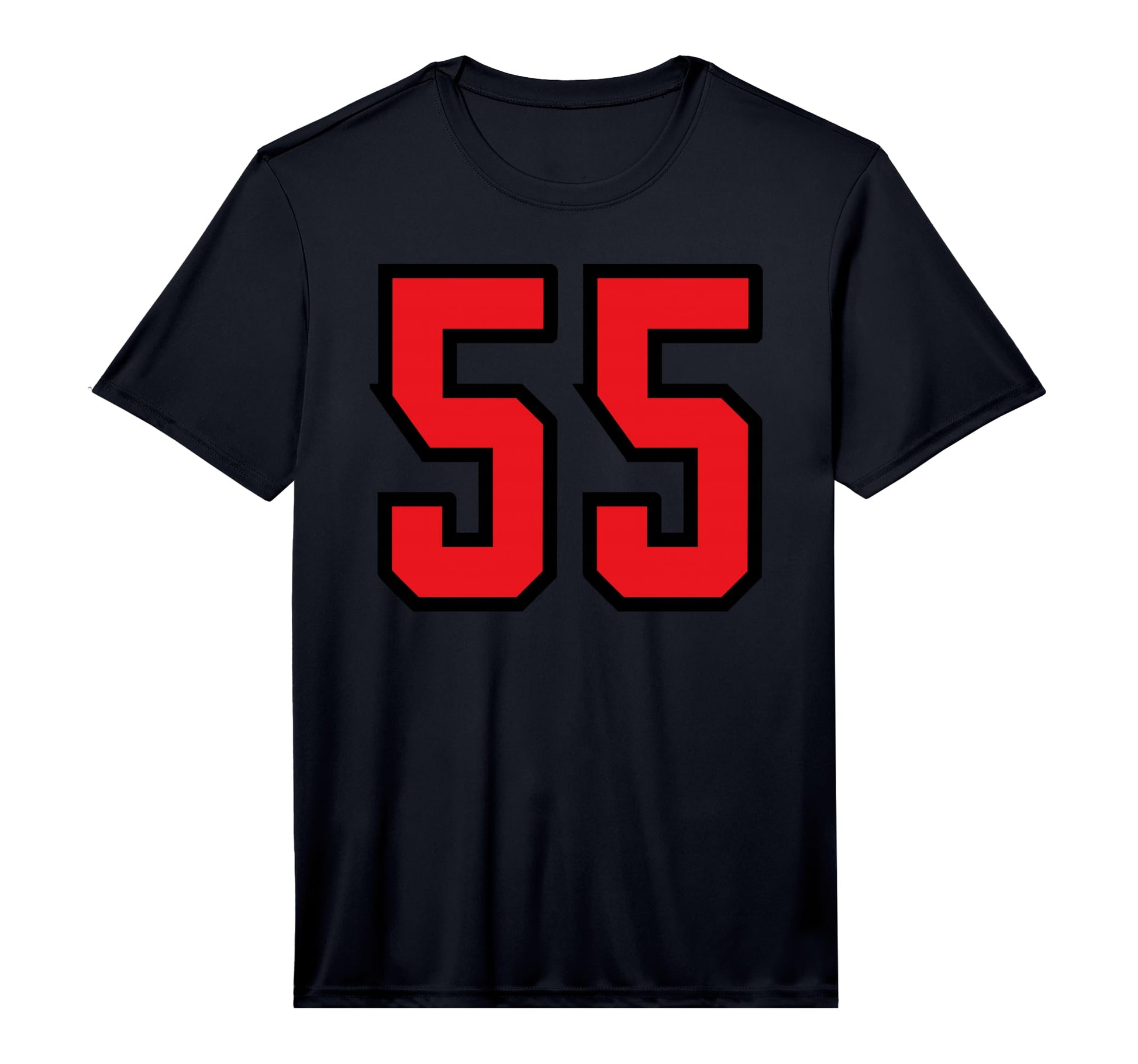Number 55 Sports Team Red Black T-Shirt - Fun Novelty Design Men Women - T-Shirt, Sweatshirt, Hoodie