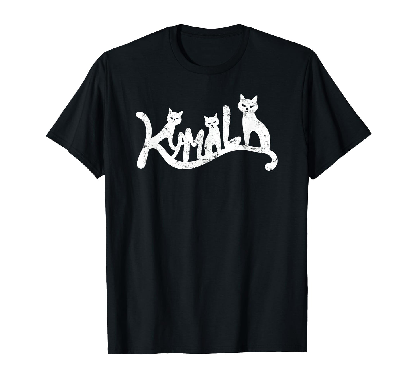 Kamala Cat Typography Distressed T-Shirt - Novelty Apparel Unisex - T-Shirt, Sweatshirt, Hoodie