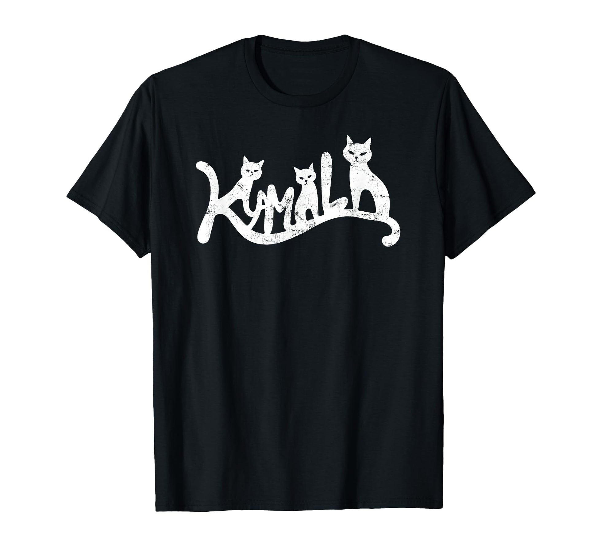 Kamala Cat Typography Distressed T-Shirt - Novelty Apparel Unisex - T-Shirt, Sweatshirt, Hoodie