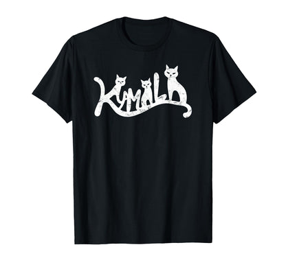 Kamala Cat Typography Distressed T-Shirt - Novelty Apparel Unisex - T-Shirt, Sweatshirt, Hoodie