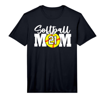 Softball Mom Number 21 Performance T-Shirt - Unique Graphic Men Women - T-Shirt, Sweatshirt, Hoodie