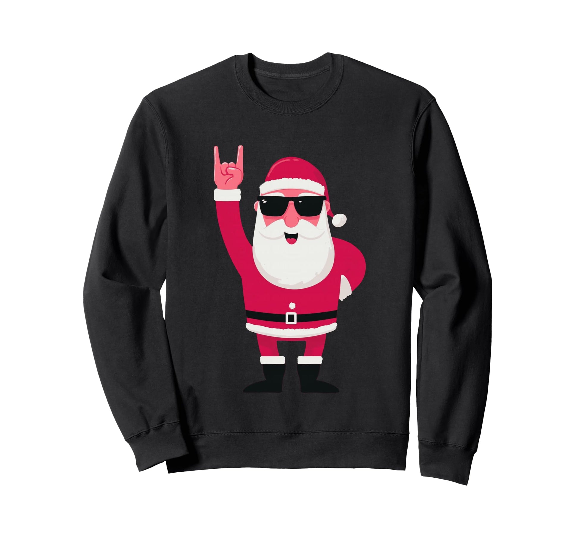 Santa Rock Funny Winter Character Claus Sweatshirt - Graphic Print Unisex - T-Shirt, Sweatshirt, Hoodie