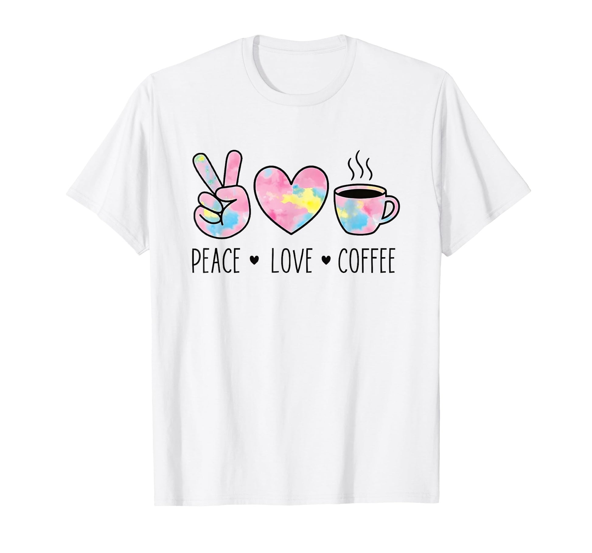 Peace Love Coffee Watercolor Hand T-Shirt - Custom Art Print for Adults - T-Shirt, Sweatshirt, Hoodie