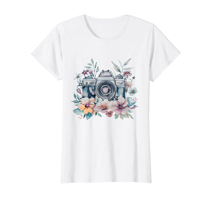 Photographer Camera Flowers T-Shirt - Aesthetic Graphic for Adults - T-Shirt, Sweatshirt, Hoodie