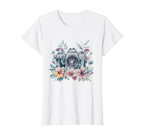 Photographer Camera Flowers T-Shirt - Aesthetic Graphic for Adults - T-Shirt, Sweatshirt, Hoodie