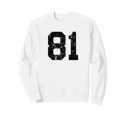 Distressed Sport Team Number 81 Sweatshirt - Trendy Graphic Men Women - T-Shirt, Sweatshirt, Hoodie
