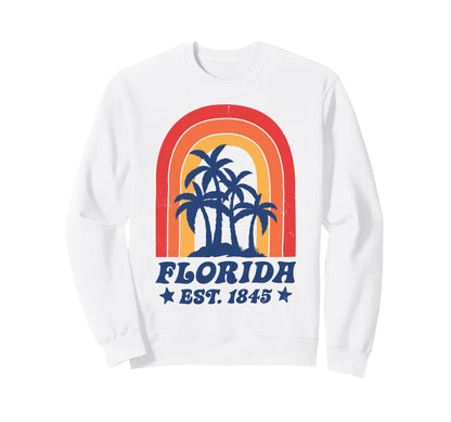 Florida Est 1845 Fl State Rainbow Sweatshirt - Aesthetic Graphic Unisex - T-Shirt, Sweatshirt, Hoodie