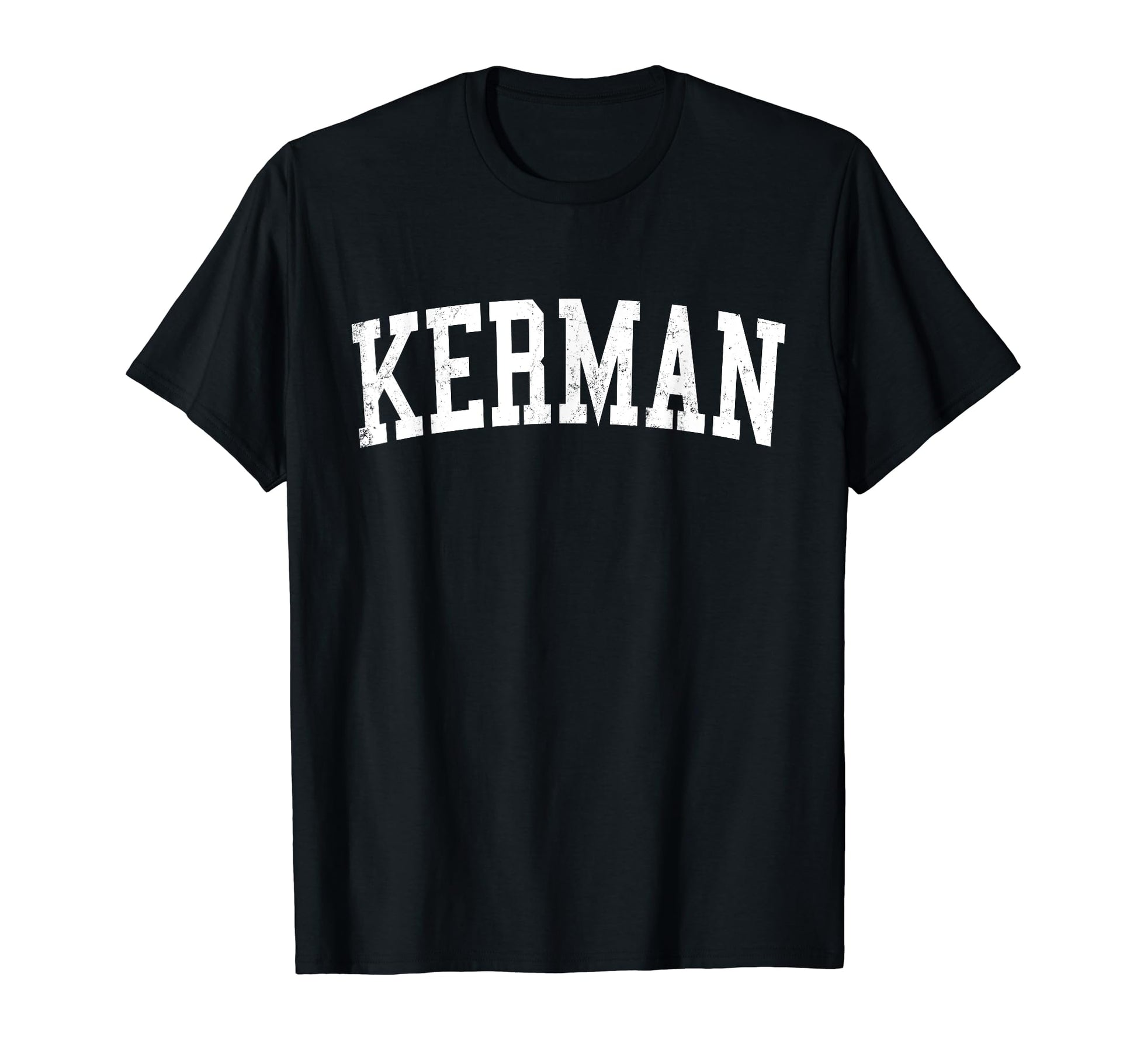 Kerman Ca Distressed White Varsity T-Shirt - Custom Art Print Men Women - T-Shirt, Sweatshirt, Hoodie