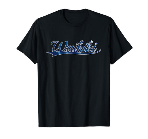 Waikiki Hawaii Beach Resort Varsity T-Shirt - Unique Graphic Men Women - T-Shirt, Sweatshirt, Hoodie