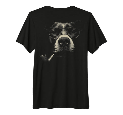Pitbull Smoking Pipe Glasses Grunge T-Shirt - Fun Novelty Design Men Women - T-Shirt, Sweatshirt, Hoodie