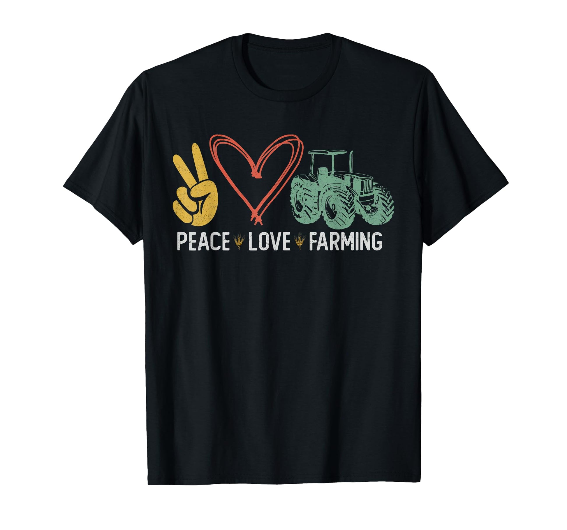 Farming Farmer Tractor Peace Love T-Shirt - Novelty Apparel Men Women - T-Shirt, Sweatshirt, Hoodie