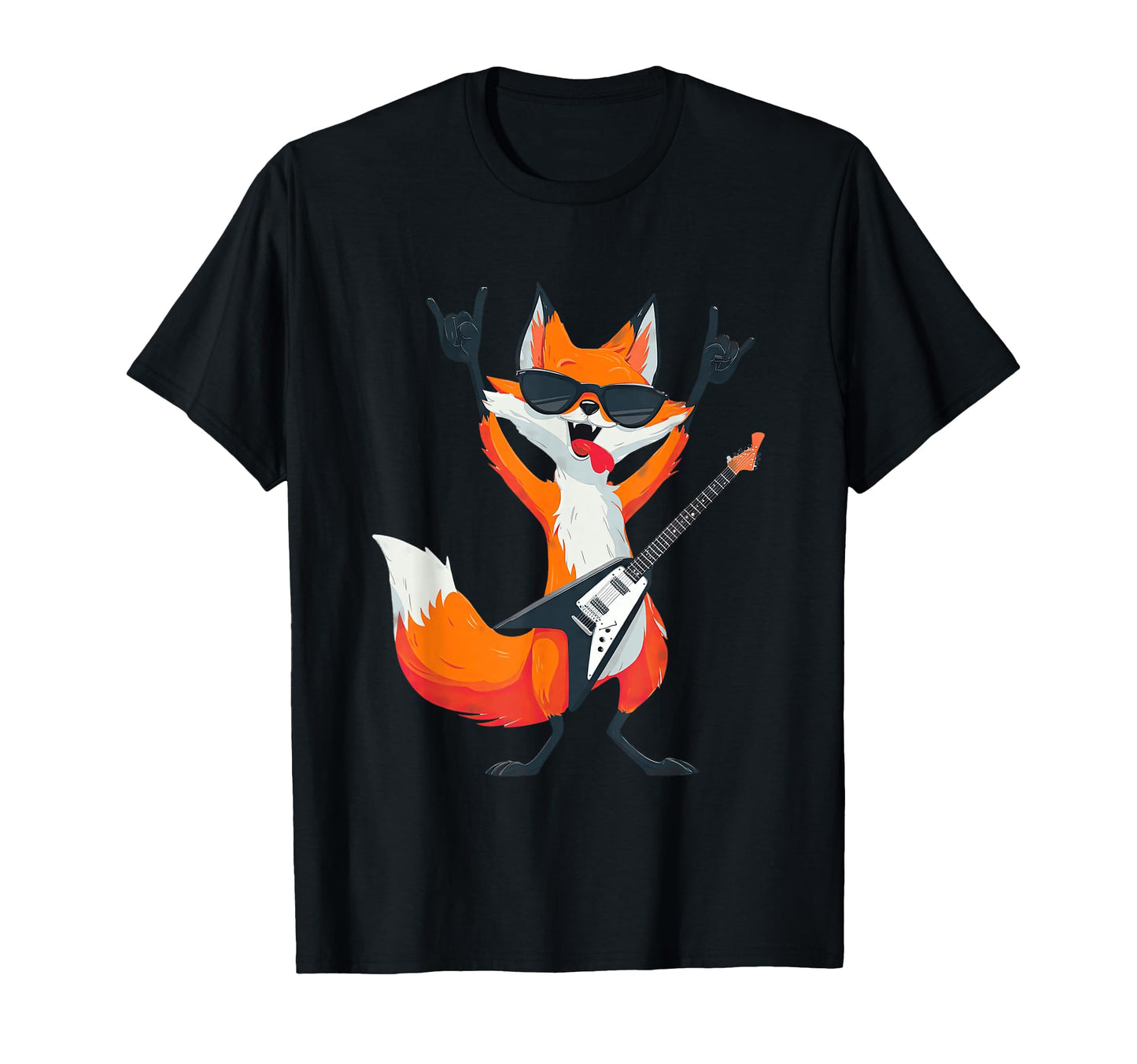 Funny Rock Fox Guitar Player Animal T-Shirt - Aesthetic Graphic for Adults - T-Shirt, Sweatshirt, Hoodie