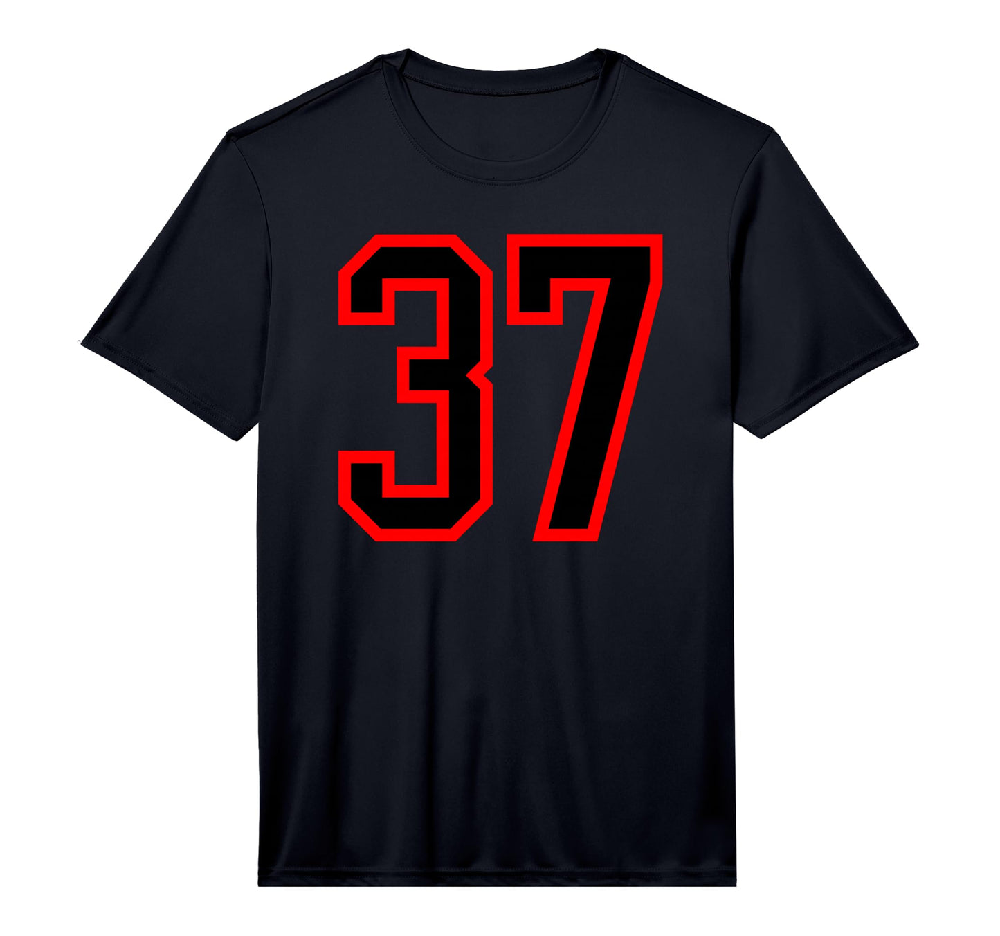 Red Black Sport Team Number 37 T-Shirt - Graphic Print for Adults - T-Shirt, Sweatshirt, Hoodie