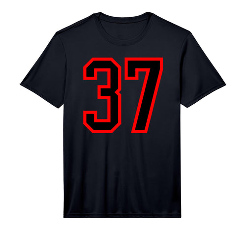 Red Black Sport Team Number 37 T-Shirt - Graphic Print for Adults - T-Shirt, Sweatshirt, Hoodie