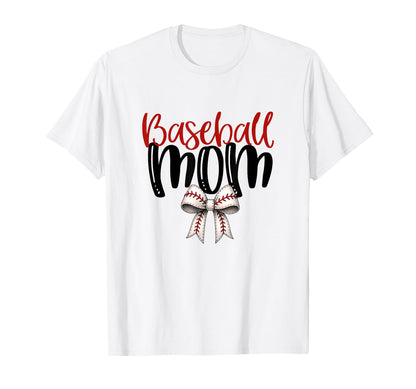 Baseball Mom Coquette Bow Game Day T-Shirt - Aesthetic Graphic for Adults - T-Shirt, Sweatshirt, Hoodie