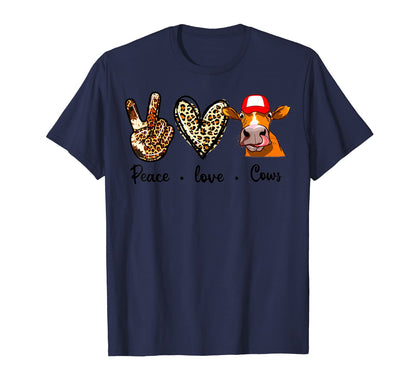 Peace Love Cow Cows Farmer T-Shirt - Fun Novelty Design for Adults - T-Shirt, Sweatshirt, Hoodie