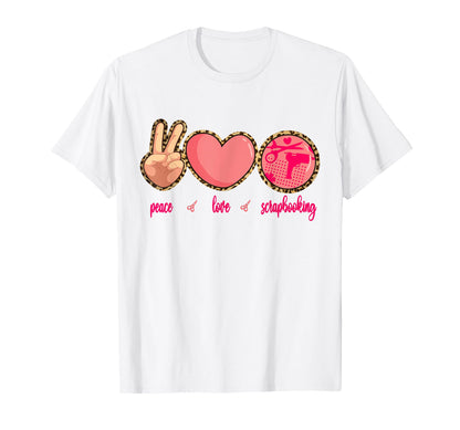 Scrapbooking Leopard Cheetah Peace Love T-Shirt - Graphic Print Men Women - T-Shirt, Sweatshirt, Hoodie