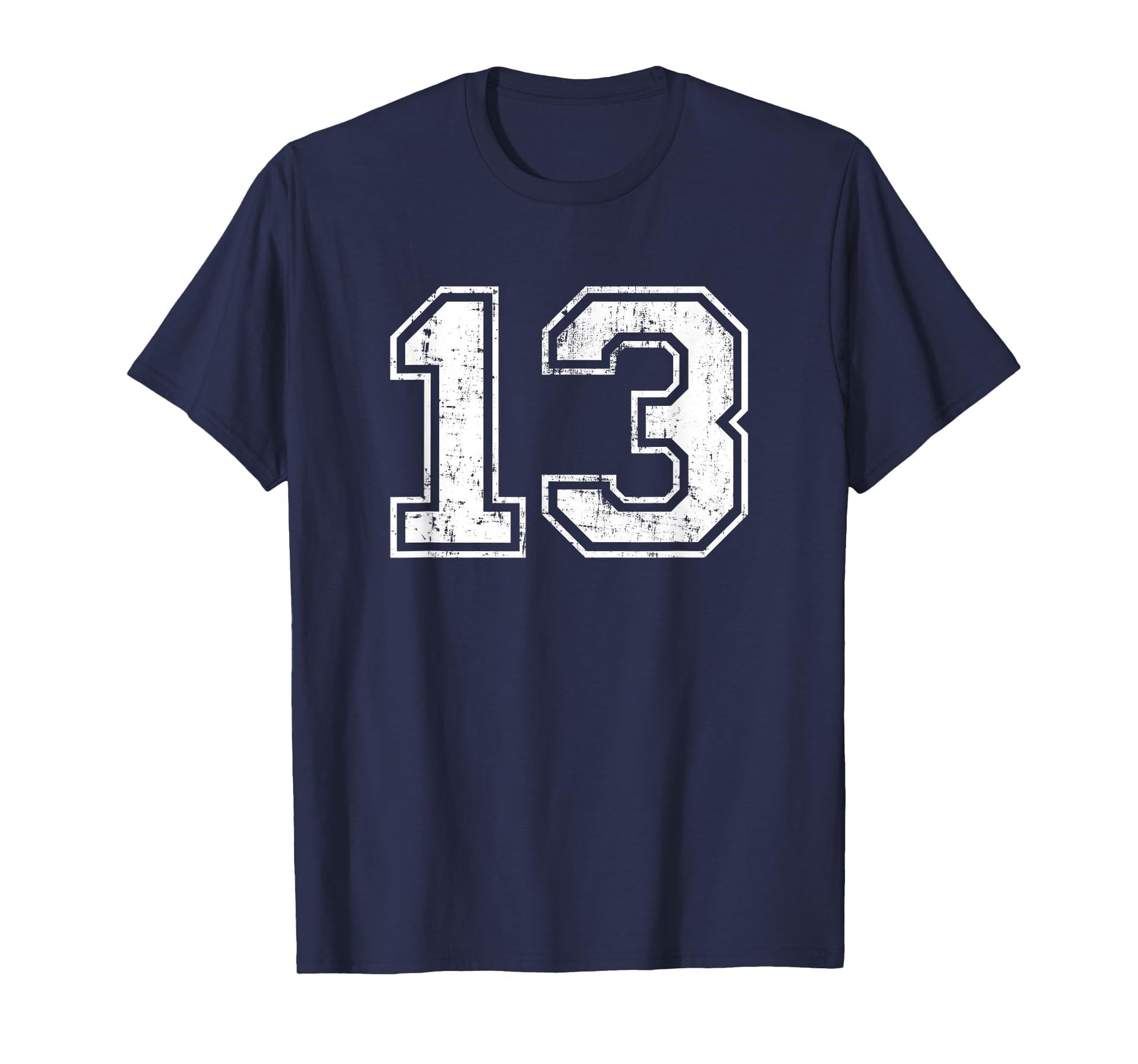 Number 13 Distressed Thirteen T-Shirt - Fun Novelty Design for Adults - T-Shirt, Sweatshirt, Hoodie