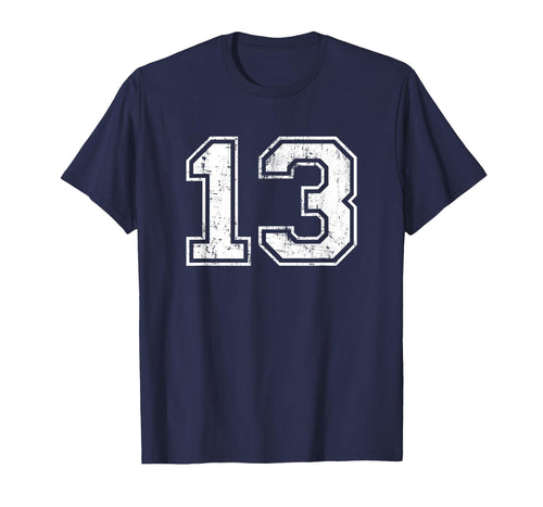 Number 13 Distressed Thirteen T-Shirt - Fun Novelty Design for Adults - T-Shirt, Sweatshirt, Hoodie