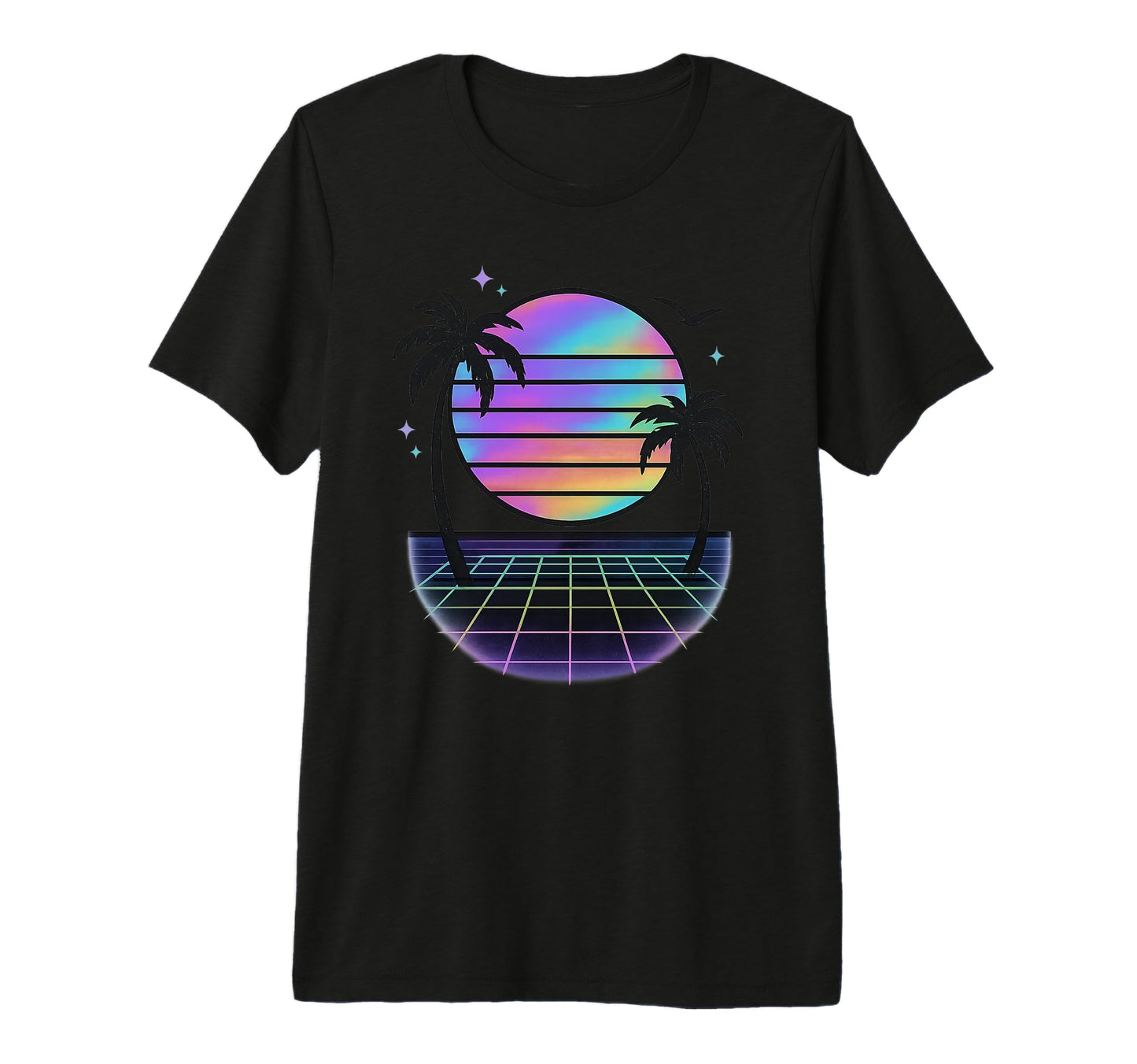 Sunset Vaporwave Aesthetic Palm Trees Tri T-Shirt - Graphic Print Unisex - T-Shirt, Sweatshirt, Hoodie