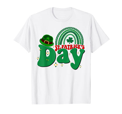 Happy St Patricks Day Groovy Rainbow T-Shirt - Minimalist Print Men Women - T-Shirt, Sweatshirt, Hoodie