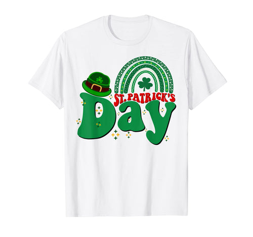 Happy St Patricks Day Groovy Rainbow T-Shirt - Minimalist Print Men Women - T-Shirt, Sweatshirt, Hoodie