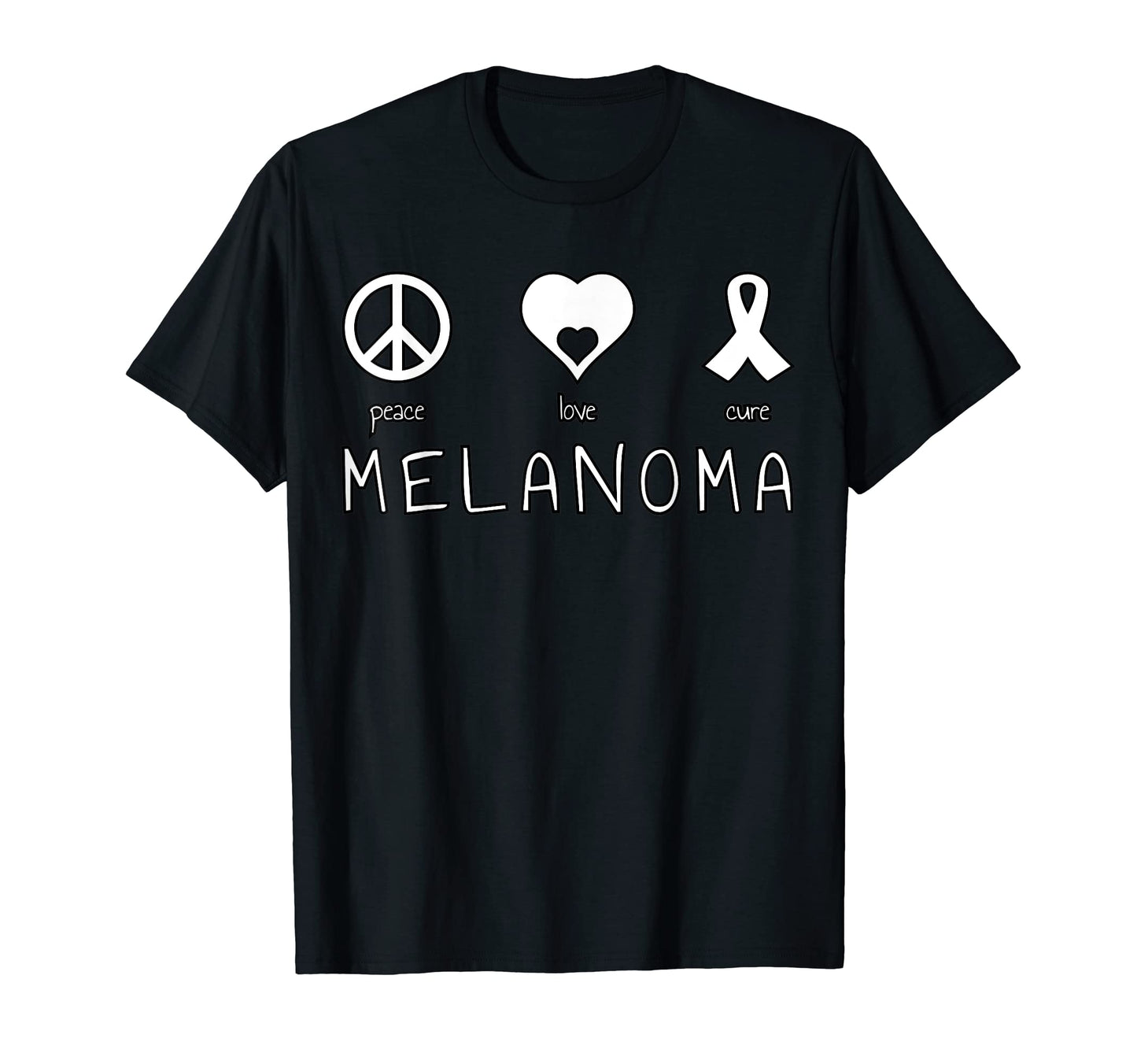 Peace Love Cure Melanoma T-Shirt - Minimalist Print for Adults - T-Shirt, Sweatshirt, Hoodie