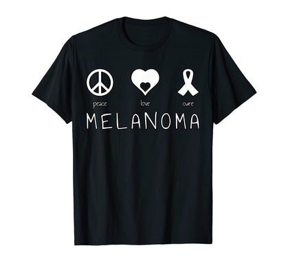 Peace Love Cure Melanoma T-Shirt - Minimalist Print for Adults - T-Shirt, Sweatshirt, Hoodie