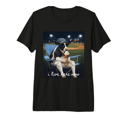 Funny Cow Baseball Mom I Live Here Now T-Shirt - Trendy Graphic Men Women - T-Shirt, Sweatshirt, Hoodie