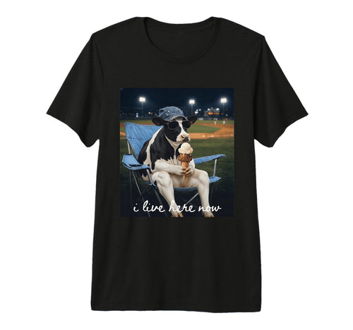 Funny Cow Baseball Mom I Live Here Now T-Shirt - Trendy Graphic Men Women - T-Shirt, Sweatshirt, Hoodie
