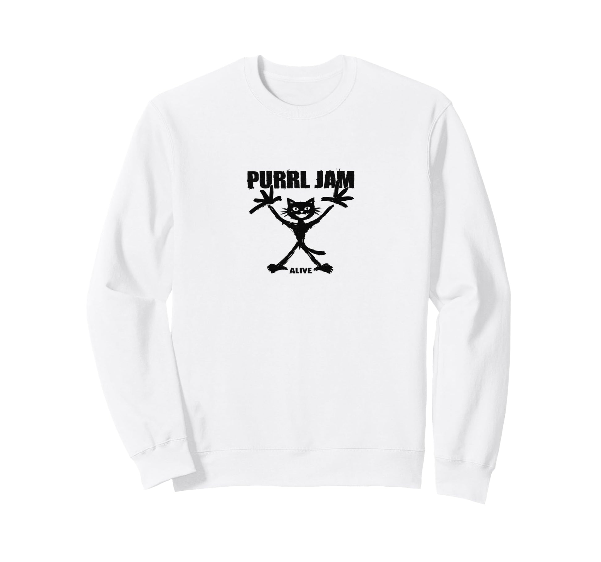 Purrl Jam Cat Rock Band Grunge Sweatshirt - Minimalist Print Men Women - T-Shirt, Sweatshirt, Hoodie