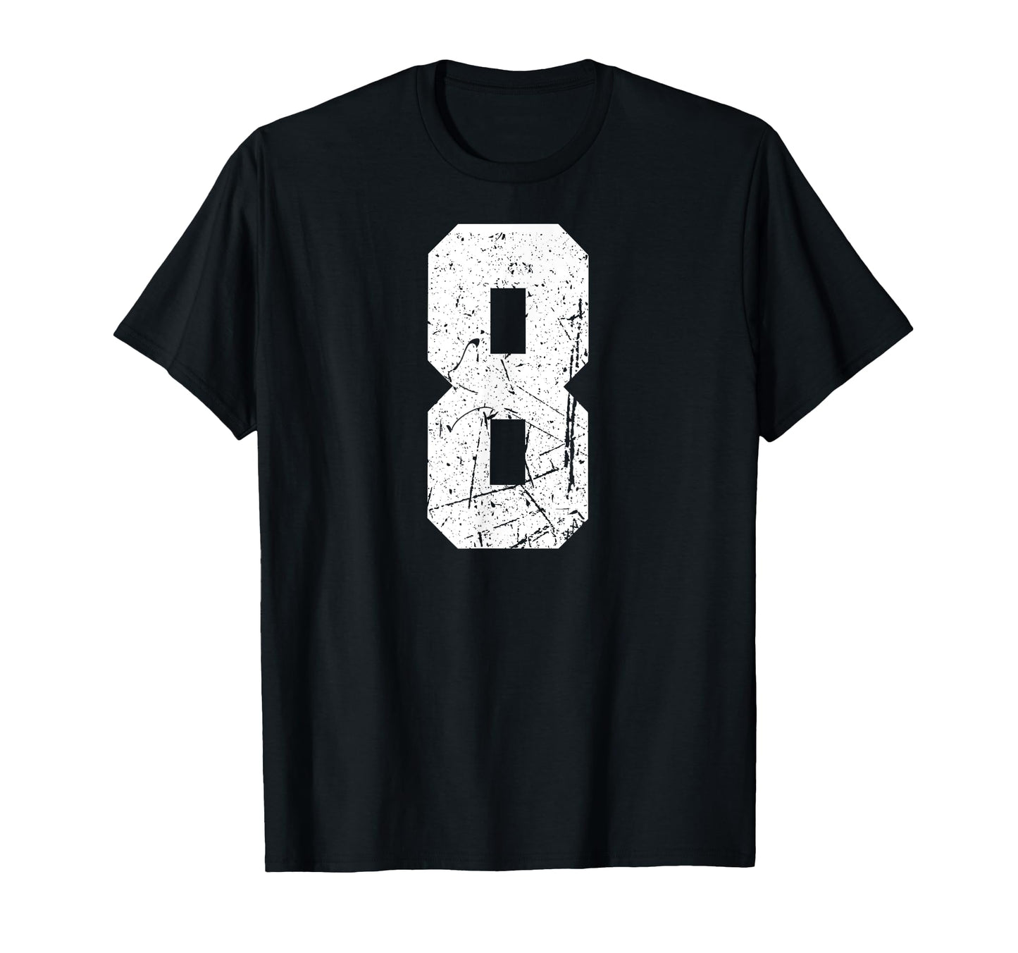 Number 8 White Varsity Number T-Shirt - Graphic Print for Adults - T-Shirt, Sweatshirt, Hoodie