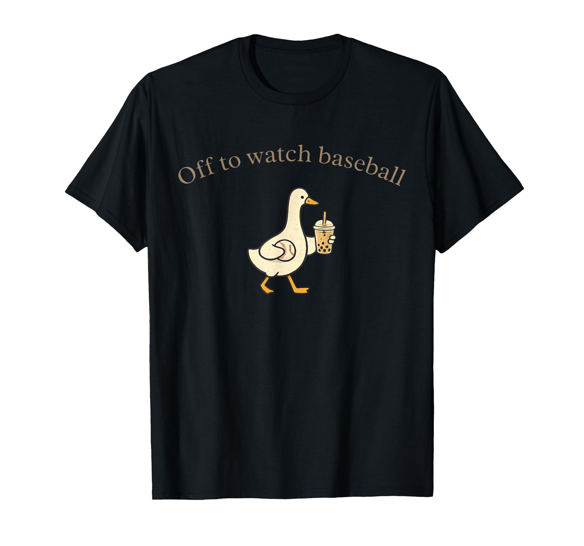 Off To Watch Baseball Silly Goose Drinking T-Shirt - Graphic Print Unisex - T-Shirt, Sweatshirt, Hoodie
