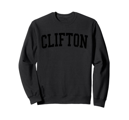Clifton Nj Distressed Black Varsity Sweatshirt - Fun Novelty Design Unisex - T-Shirt, Sweatshirt, Hoodie