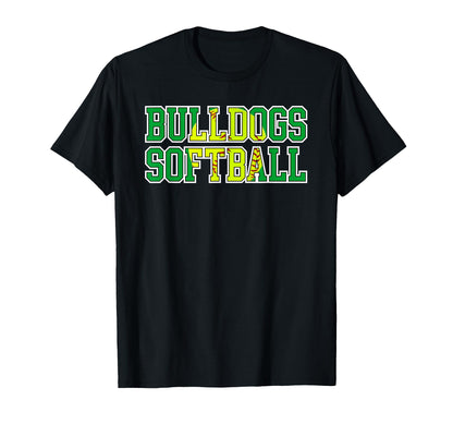 Bulldogs Softball Mom Game Day Green T-Shirt - Casual Everyday Wear Unisex - T-Shirt, Sweatshirt, Hoodie