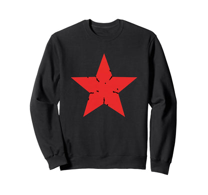 Red Distressed Star Nostalgia Sweatshirt - Minimalist Print for Adults - T-Shirt, Sweatshirt, Hoodie