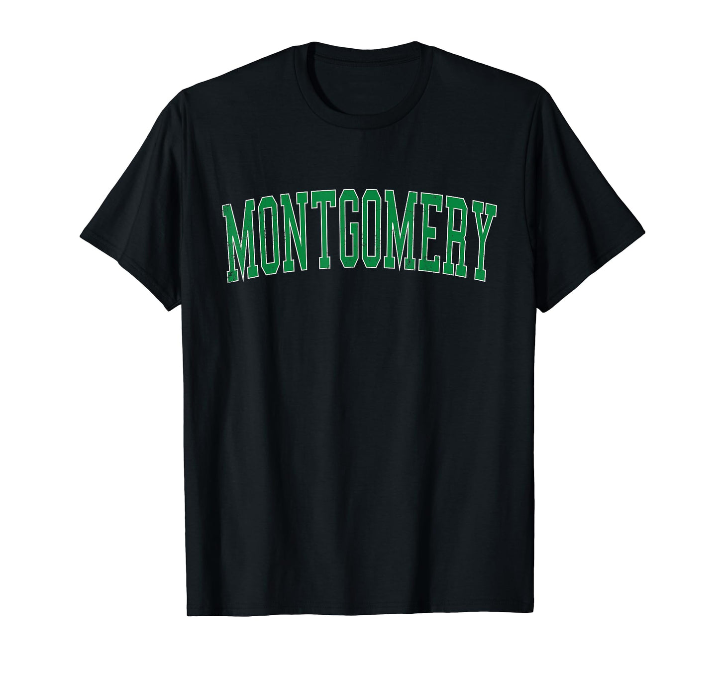 Montgomery Oh Distressed Green Varsity T-Shirt - Custom Art Print Unisex - T-Shirt, Sweatshirt, Hoodie